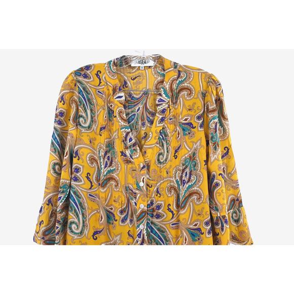Tibi‎ Multi Yellow Floral Silk Tomato Fairy Shift Dress 4 Ruffle Sleeve Mended - Picture 2 of 16